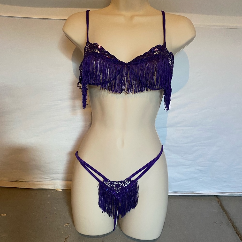 Sexy purple stripper looking 2piece